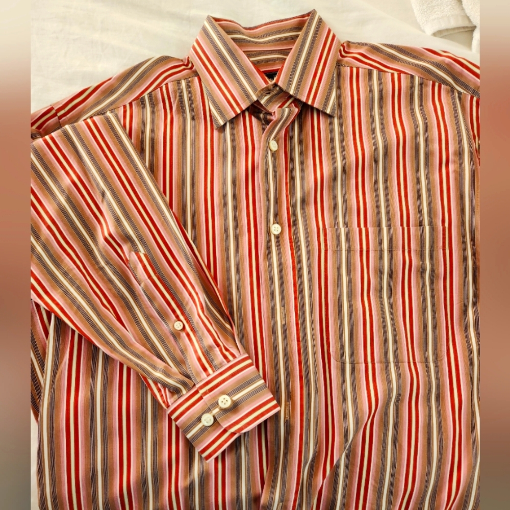 Striped Italian made Neiman Marcus Multicolor Striped Men's Shirt